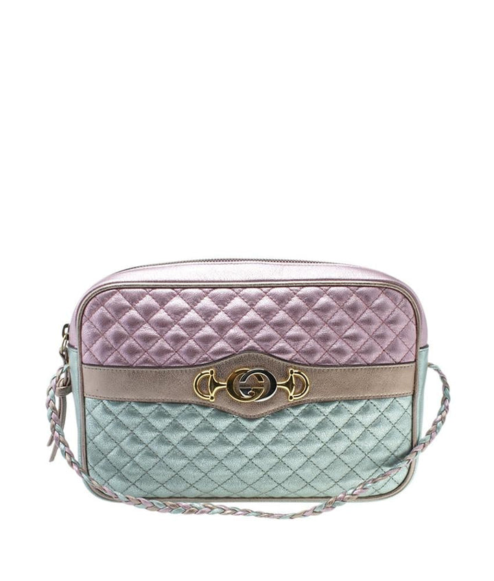 G*G 541061 Laminated Multi-Color Quilted Leather Shoulder Bag