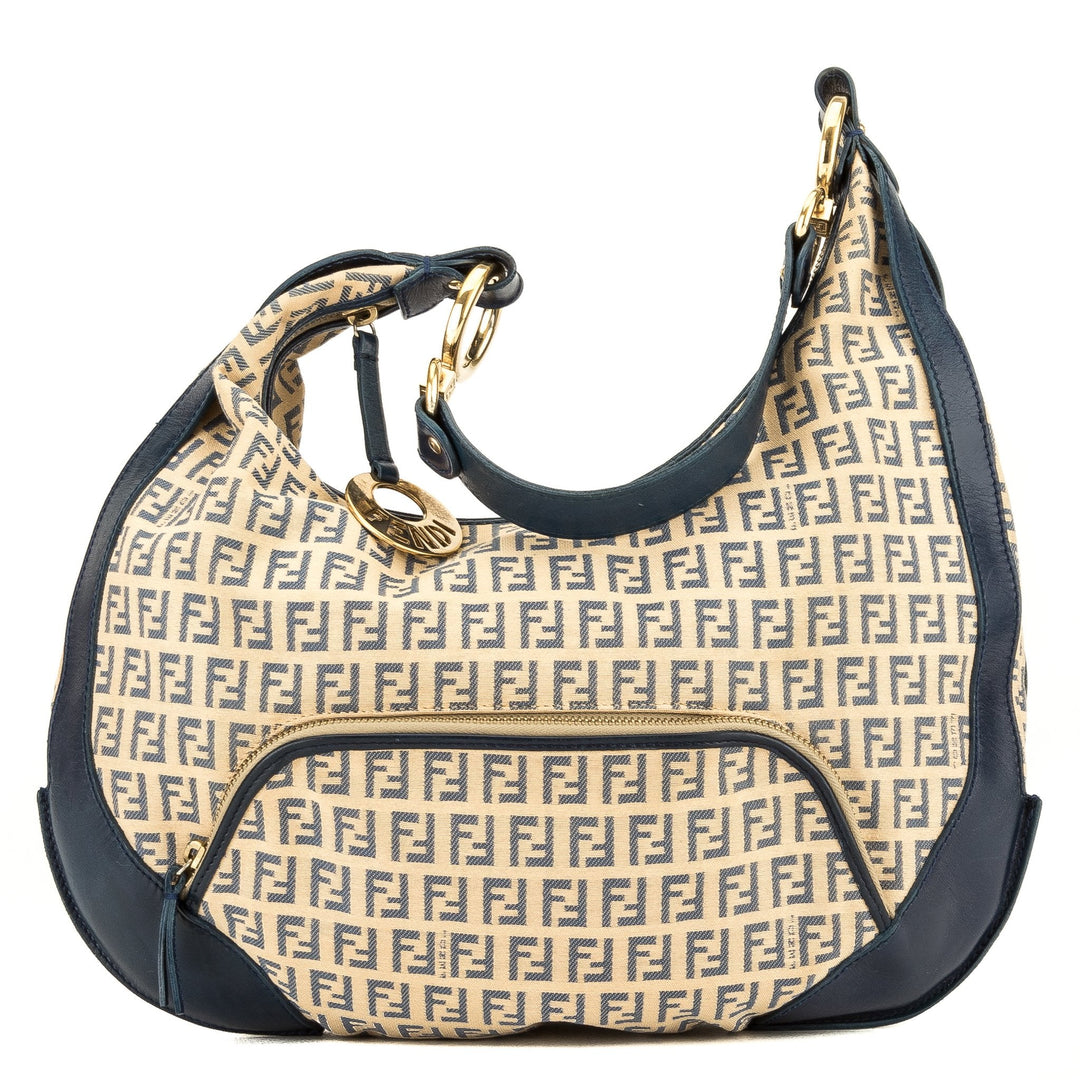 Fendi Beige/Blue Zucchino Large Hobo (3970004)