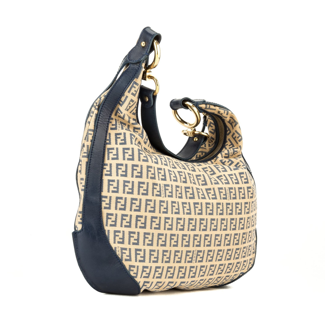 Fendi Beige/Blue Zucchino Large Hobo (3970004)