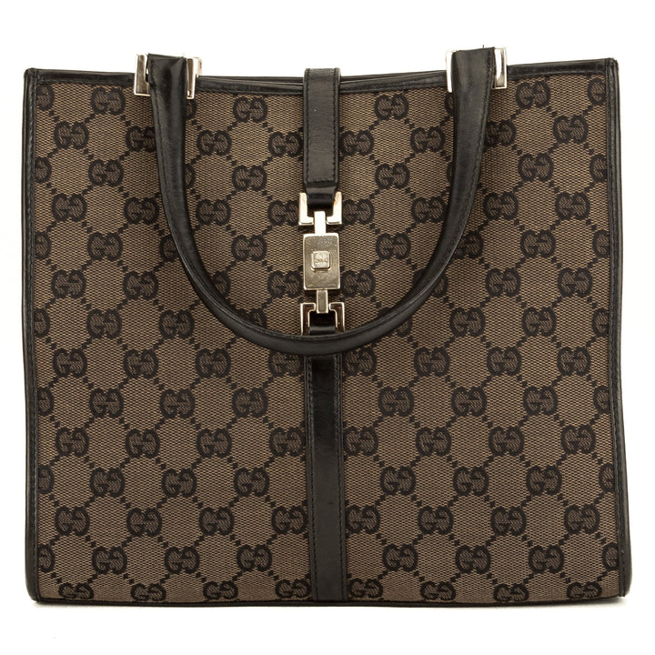 G*G Black/Brown GG Monogram Jackie Tote (3982012)