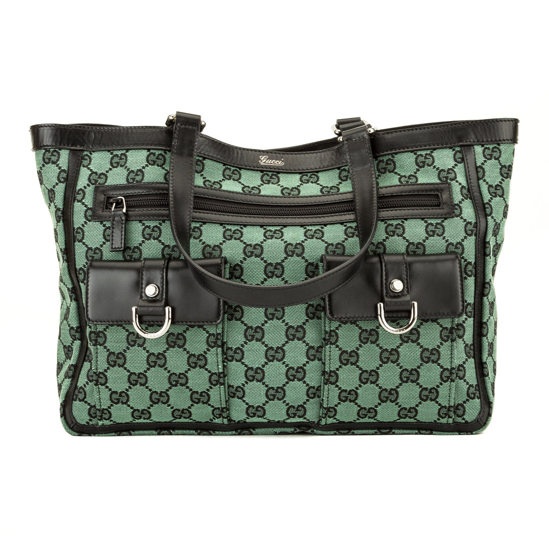 G*G Green/Black GG Monogram Abbey Tote (3989013)