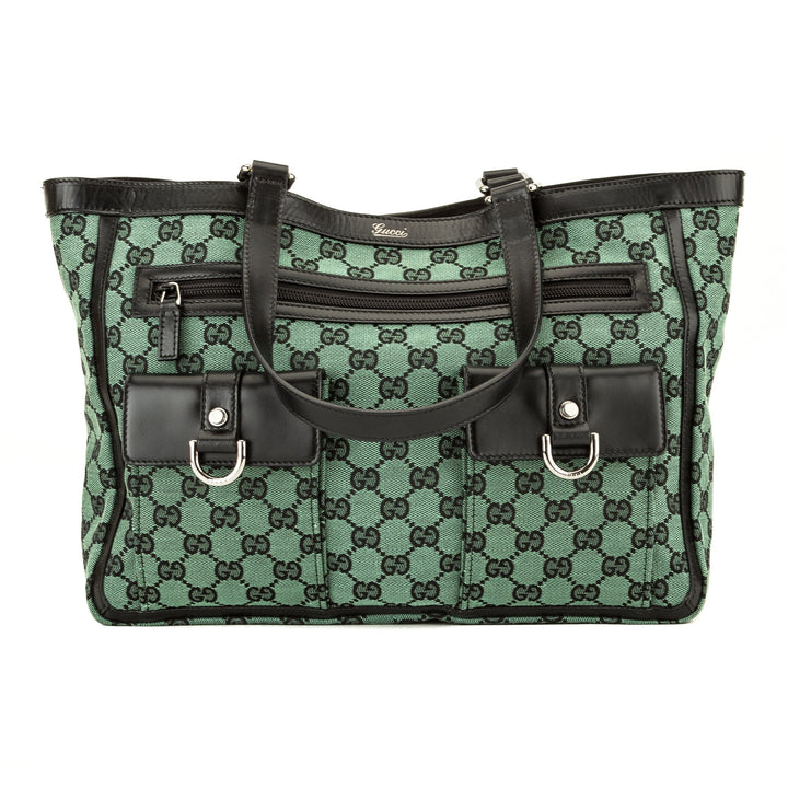 G*G Green/Black GG Monogram Abbey Tote (3989013)