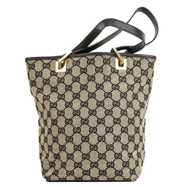 G*G Black Leather GG Monogram Canvas G*Gsima Tote Bag (3989016)