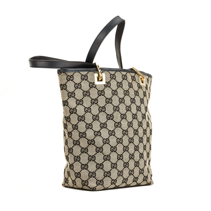 G*G Black Leather GG Monogram Canvas G*Gsima Tote Bag (3989016)