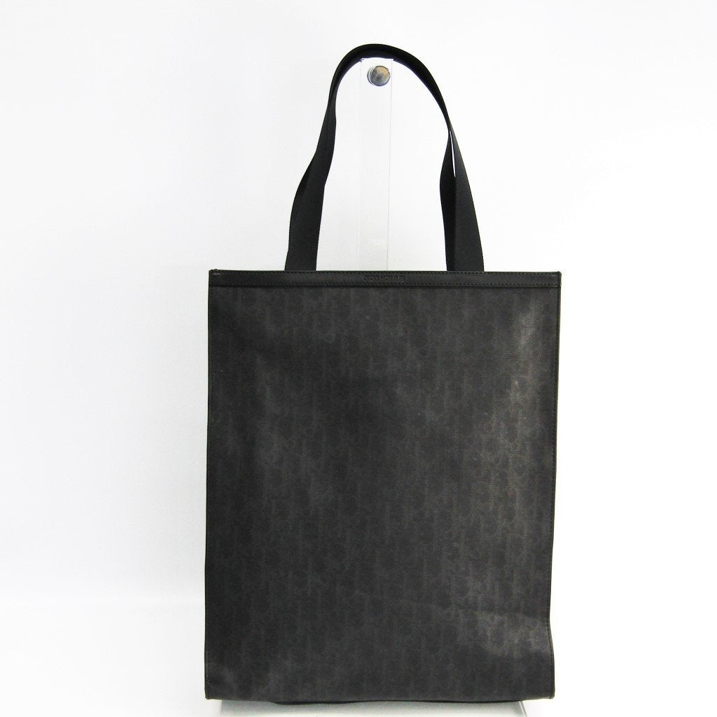 Di**r Black Printed Canvas Leather Tote (SHA-28034)