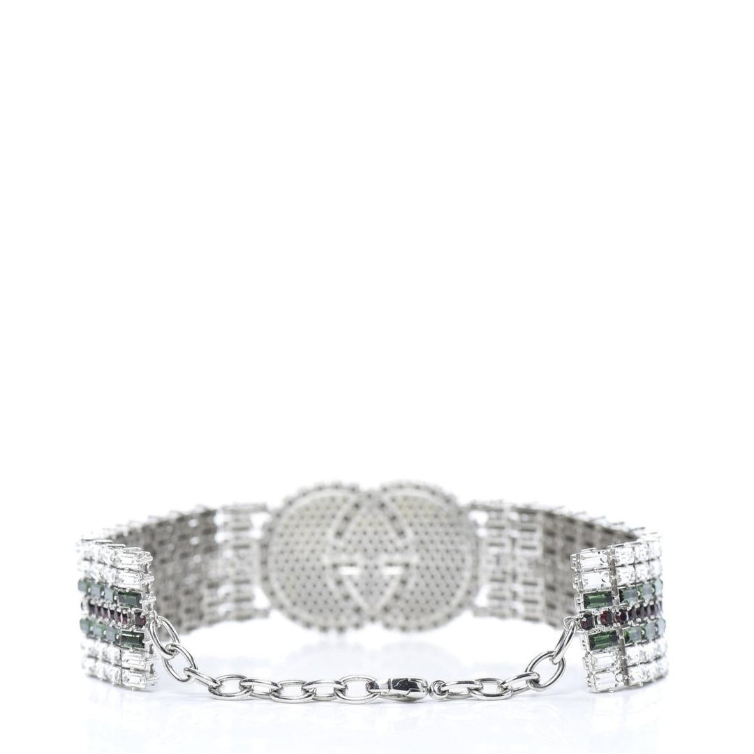 Green Crystal-embellished Tennis Gg Choker