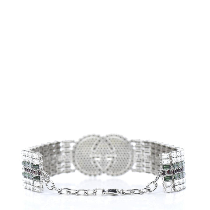 Green Crystal-embellished Tennis Gg Choker