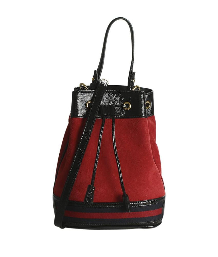 G*G 550621 Small Ophidia Bucket Red Suede Crossbody Bag