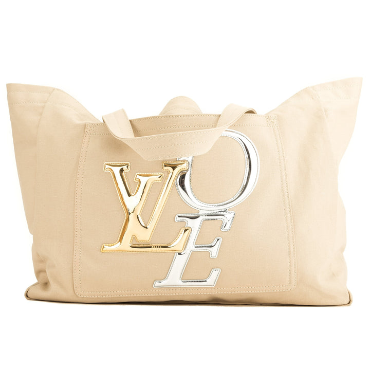 L*V Ecru Canvas Love Tote GM (4024012)