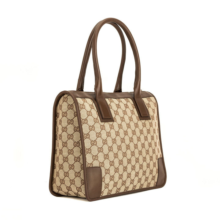 G*G Brown Leather GG Supreme Canvas Tote Bag (4031012)