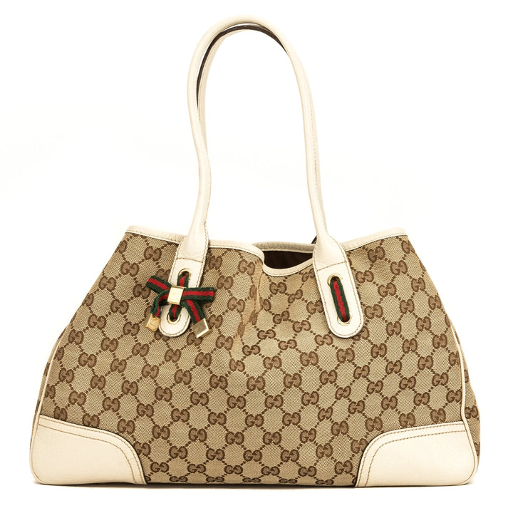 G*G White GG Monogram Medium Princy Tote (4031015)