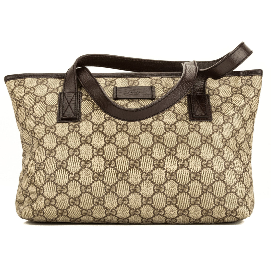 G*G Brown leather GG Supreme Canvas Tote Bag  (4050009)