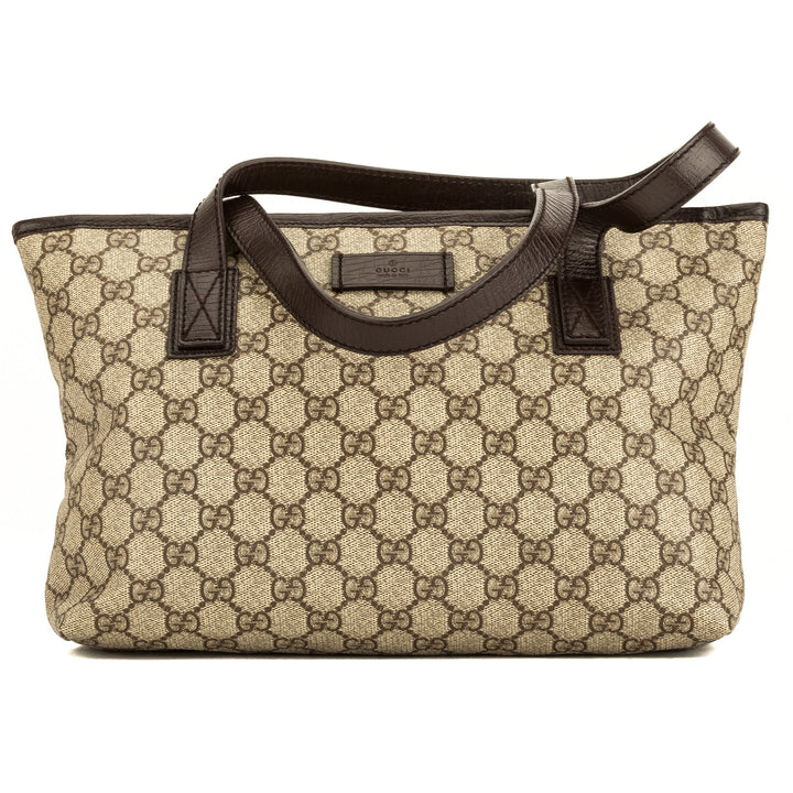 G*G Brown leather GG Supreme Canvas Tote Bag  (4050009)