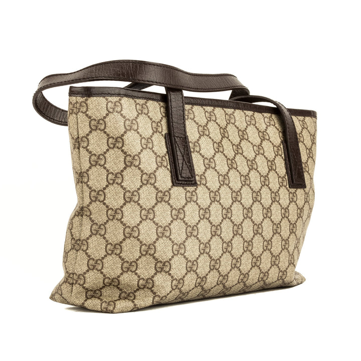 G*G Brown leather GG Supreme Canvas Tote Bag  (4050009)