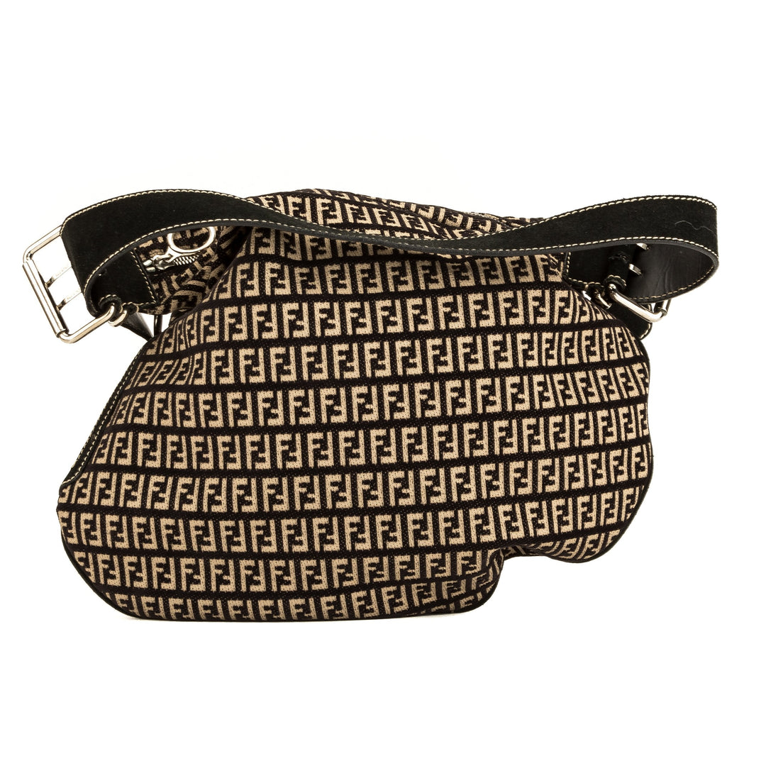 Fendi Black Leather Zucca Saddle Bag (4057006)