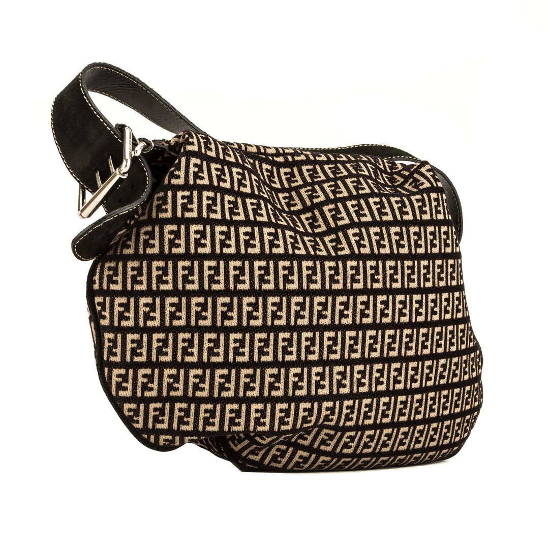 Fendi Black Leather Zucca Saddle Bag (4057006)