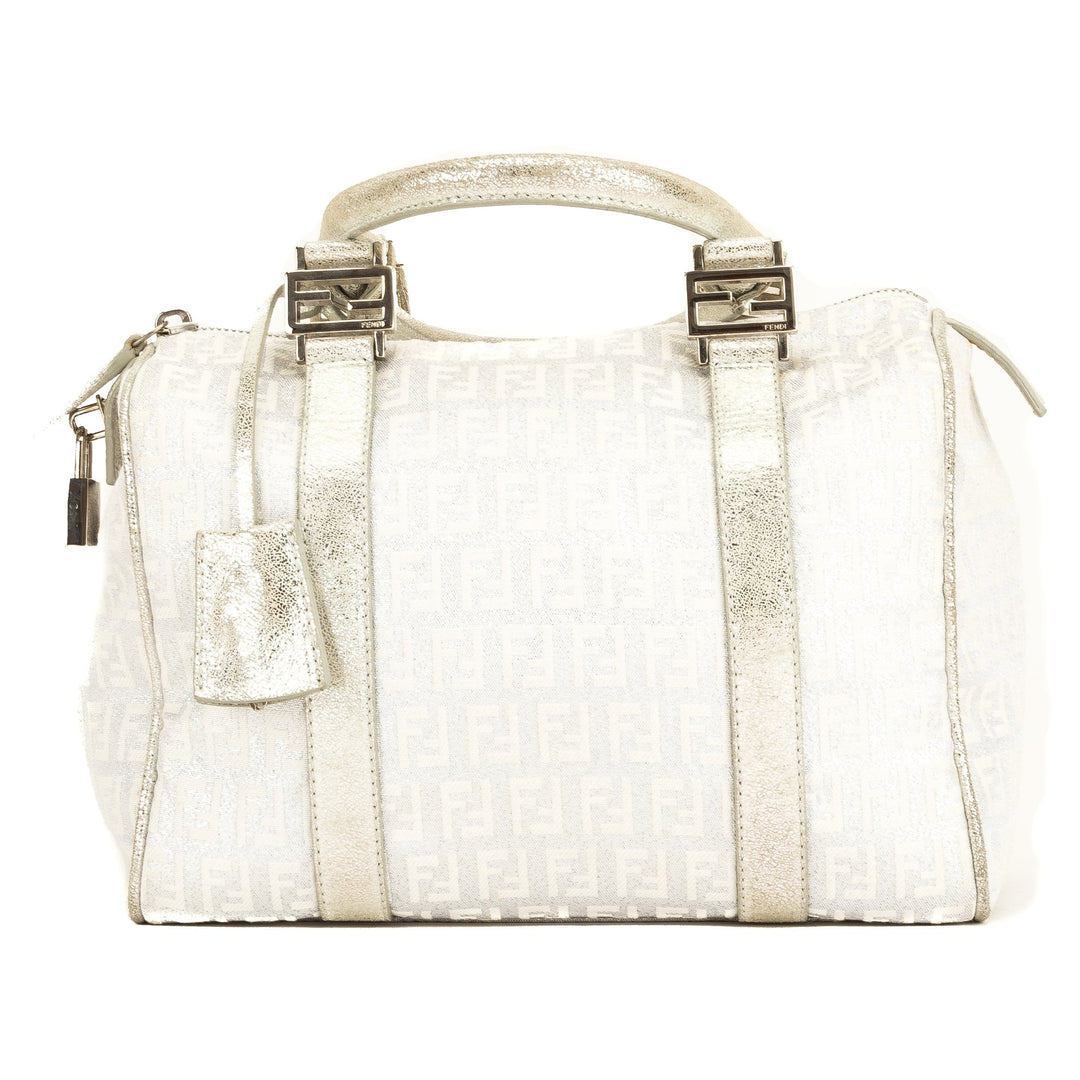 Fendi Silver Glitter Zucca Boston Bag (4079002)