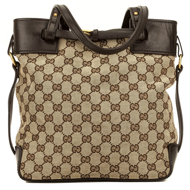 G*G Brown Leather GG Monogram Canvas Tote Bag (4102004)