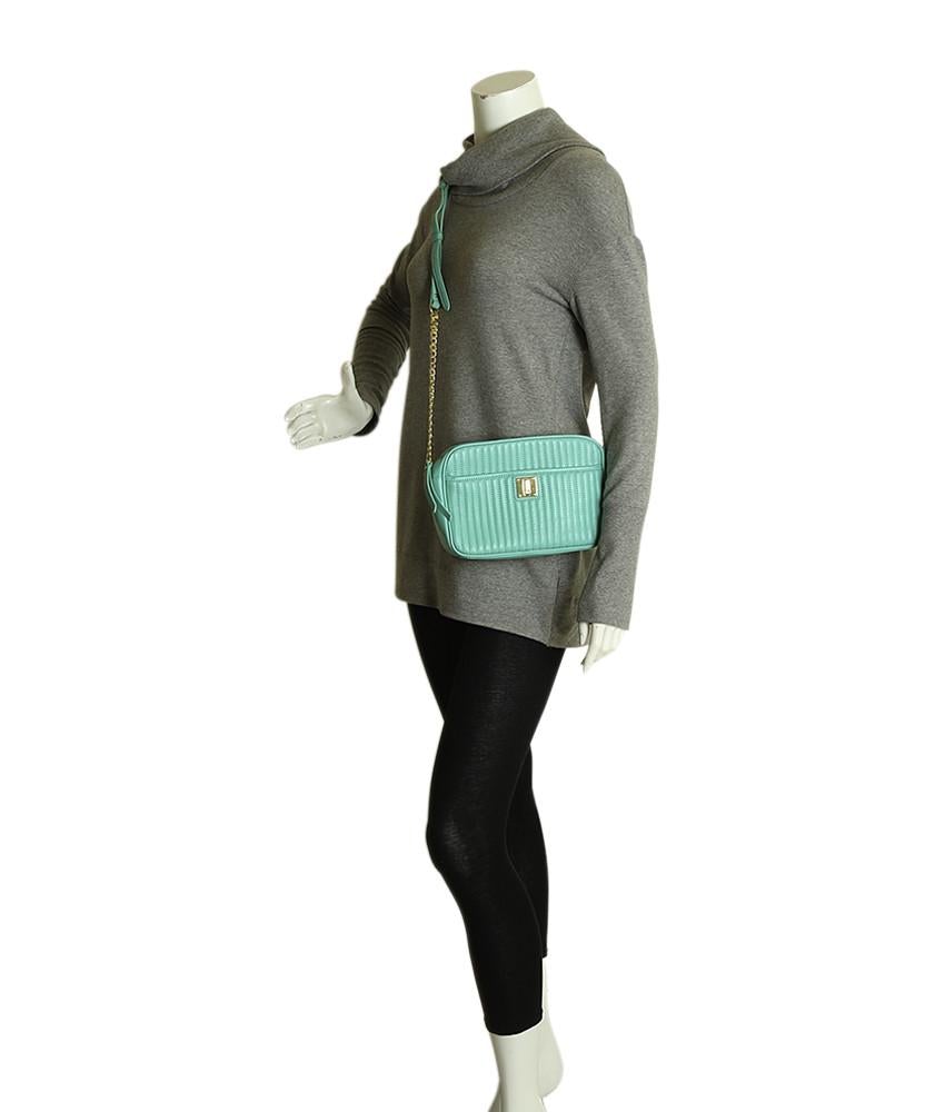 Isaac Mizrahi Camera Blue Quilted Leather Crossbody Bag