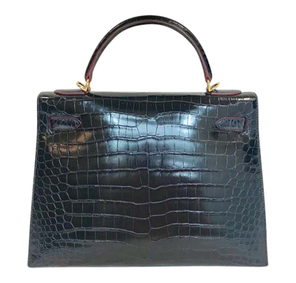 Hermès Kelly 32 Bleu Marine Crocodile