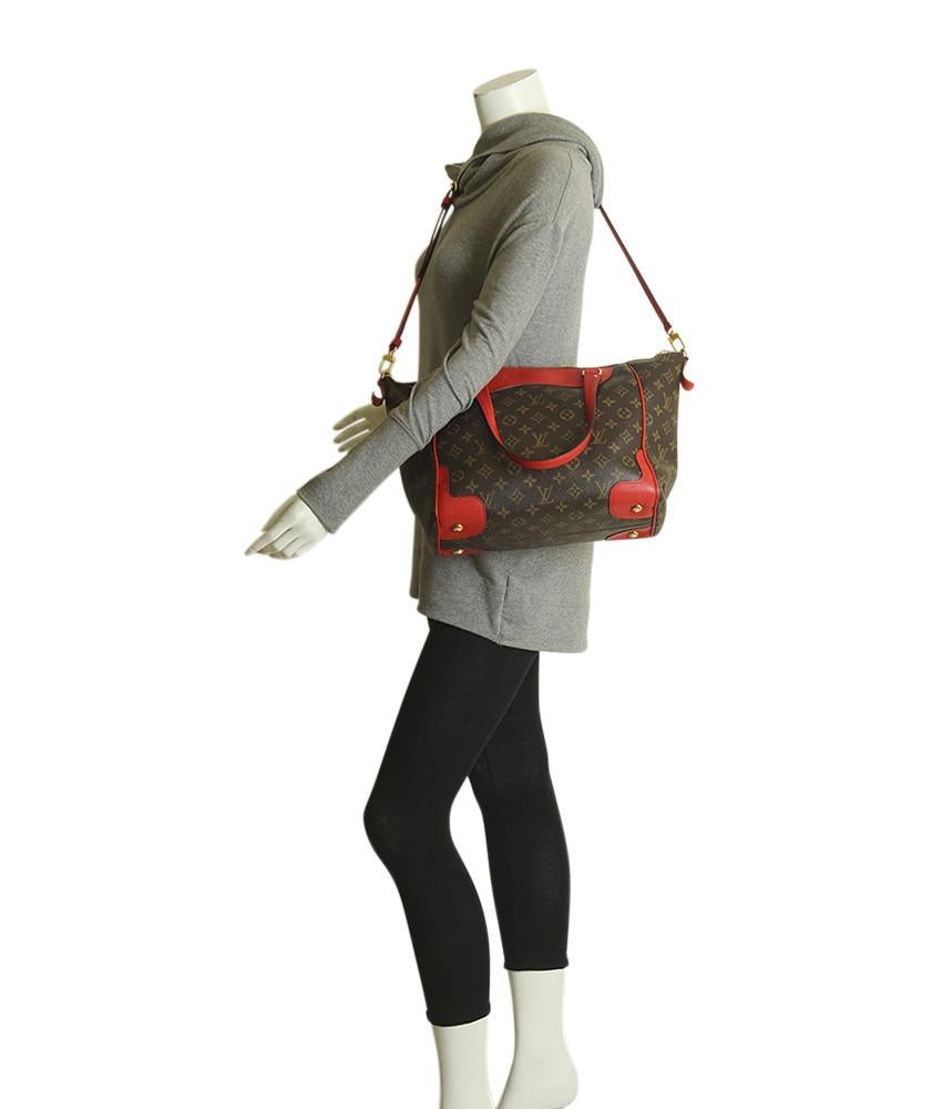 L*V M51195 Estrela NM Red Leather & Monogram 2- Way Bag