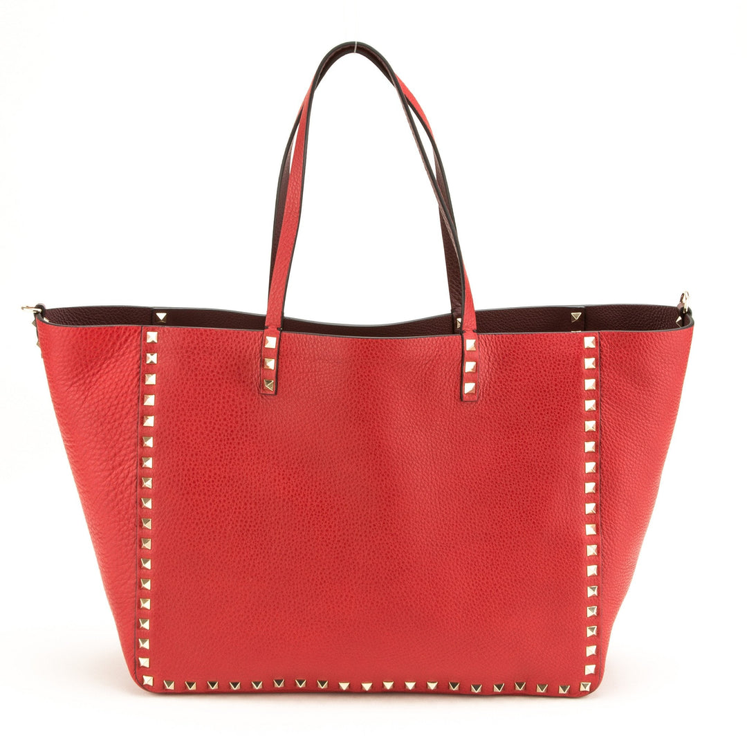 Valentino Rockstud Red Leather Shopper Tote  (Never Carried)