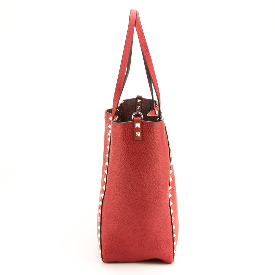 Valentino Rockstud Red Leather Shopper Tote  (Never Carried)