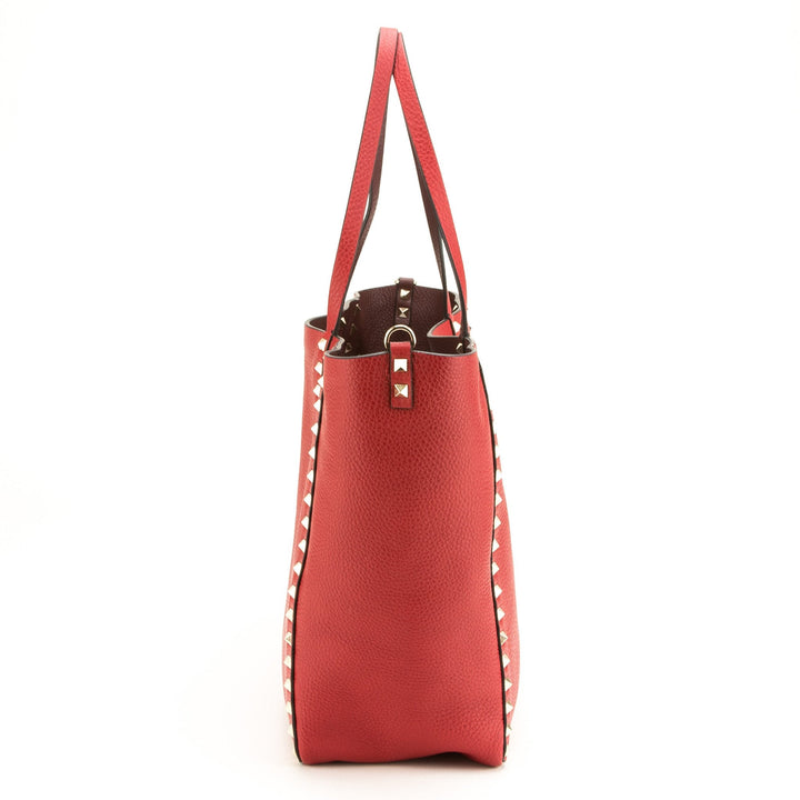 Valentino Rockstud Red Leather Shopper Tote  (Never Carried)