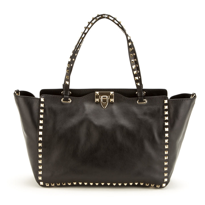 Valentino Garavani 'Rockstud' Black Leather Trapeze Tote (Never Carried)