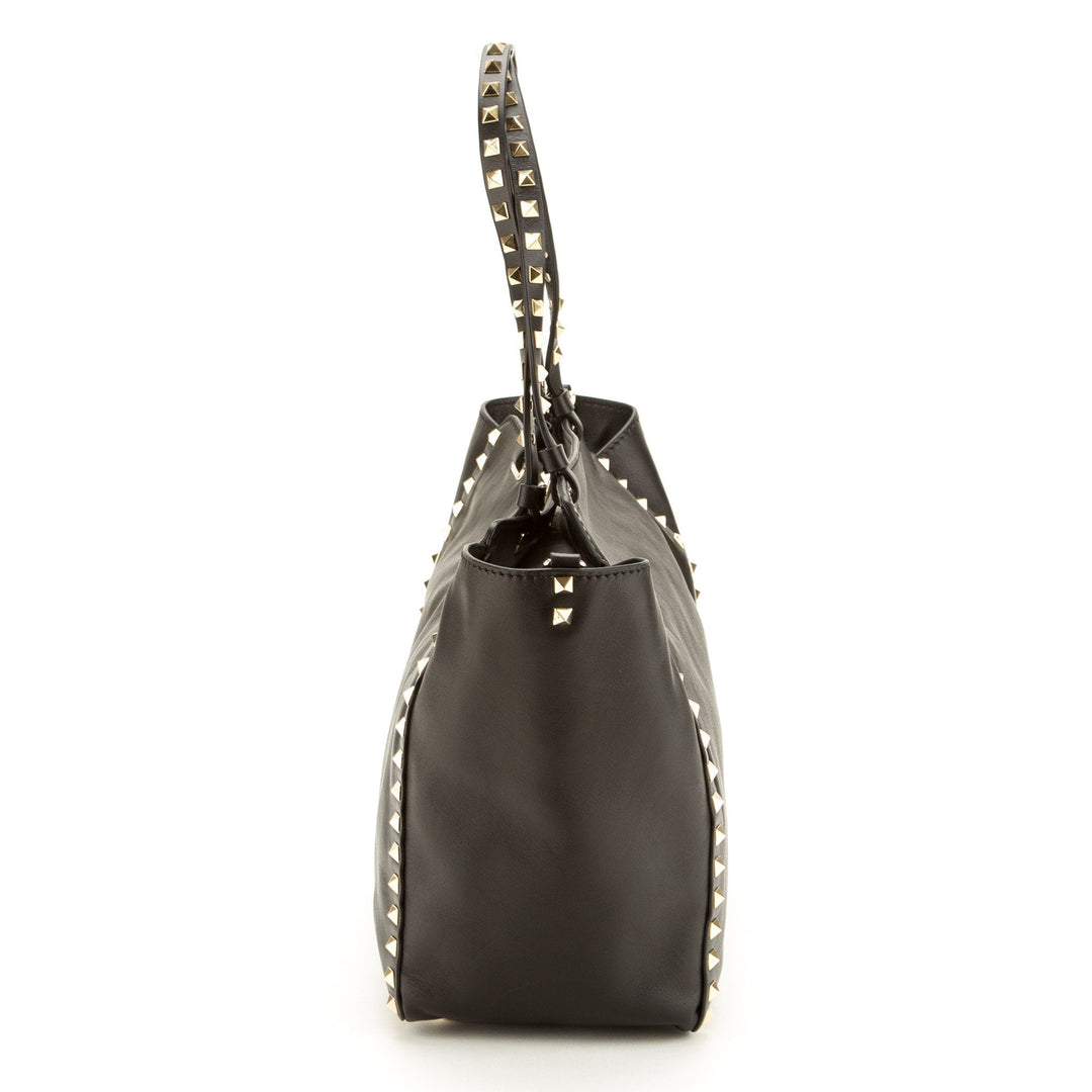Valentino Garavani 'Rockstud' Black Leather Trapeze Tote (Never Carried)