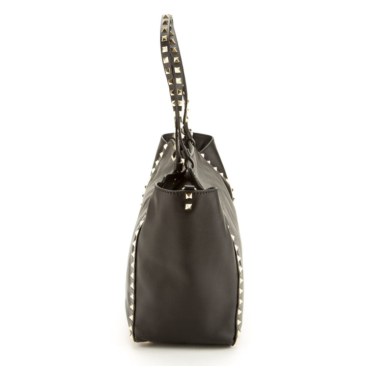 Valentino Garavani 'Rockstud' Black Leather Trapeze Tote (Never Carried)