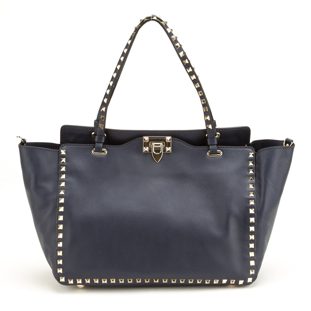 Valentino Garavani 'Rockstud' Blue Leather Trapeze Tote (Never Carried)
