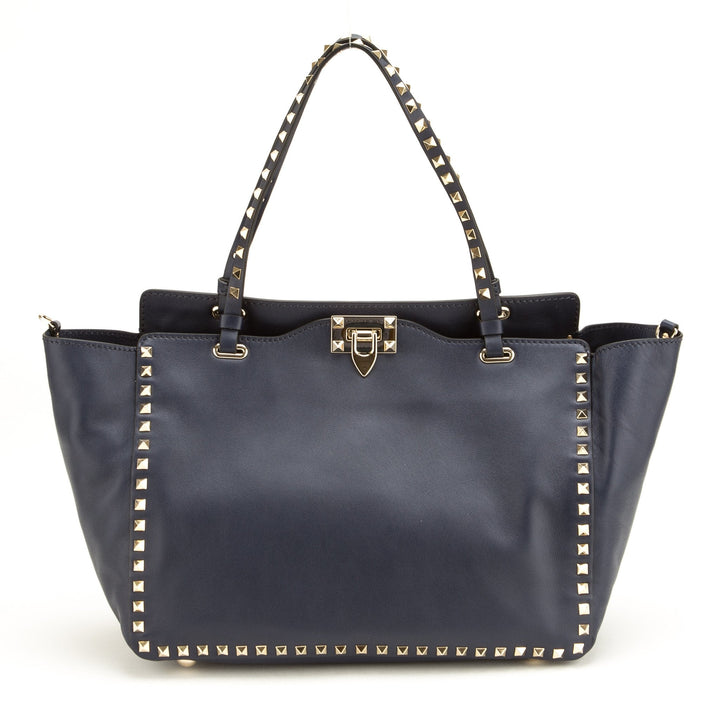 Valentino Garavani 'Rockstud' Blue Leather Trapeze Tote (Never Carried)