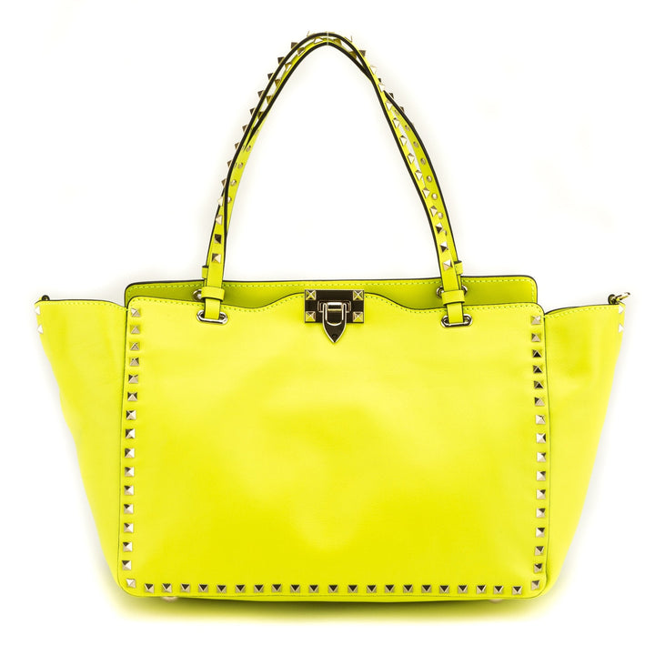 Valentino Rockstud Yellow Leather Trapeze Tote  (Never Carried)