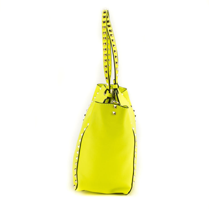 Valentino Rockstud Yellow Leather Trapeze Tote  (Never Carried)