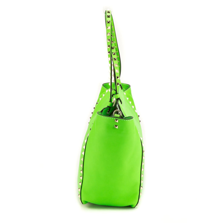Valentino Garavani Rockstud Green Leather Trapeze Tote (Never Carried)