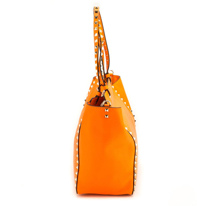 Valentino Garavani 'Rockstud' Orange Leather Trapeze Tote (Never Carried)