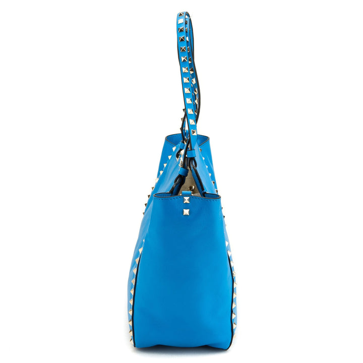 Valentino Garavani 'Rockstud' Blue Leather Trapeze Tote (New with Tags)