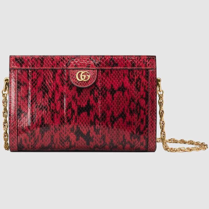 Hibiscus Red Snakeskin Ophidia Small Shoulder Bag | G*G® US