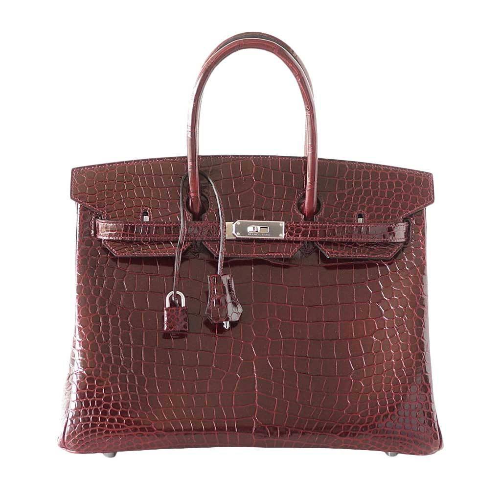 Hermès Birkin 35 Bordeaux Porosus Crocodile Bag