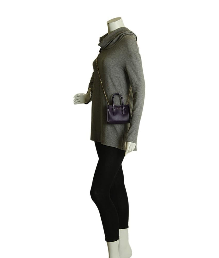 Lanvin Micro Journee Dark Purple Leather 2- Way Bag