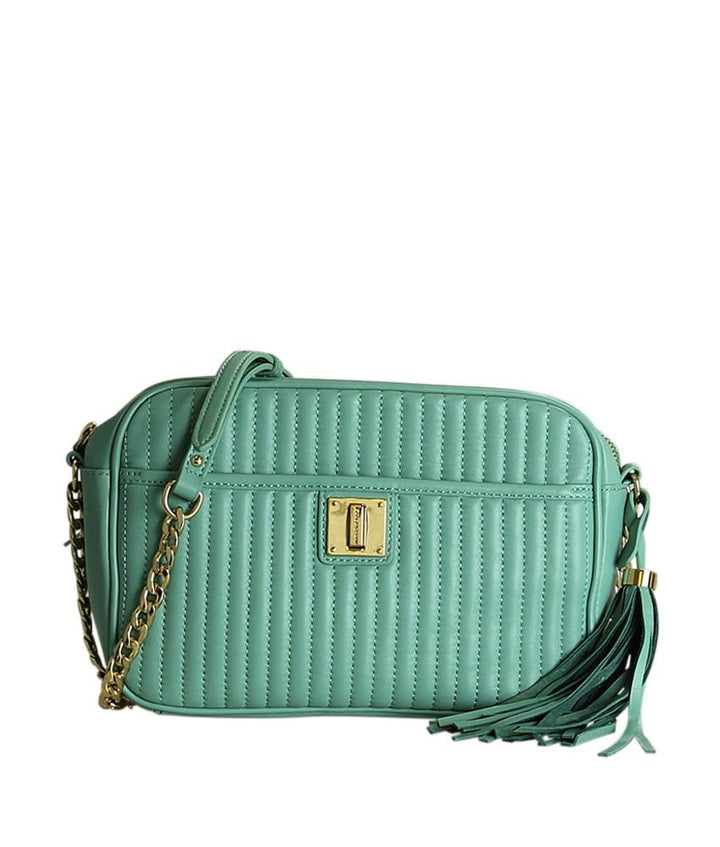 Isaac Mizrahi Camera Blue Quilted Leather Crossbody Bag