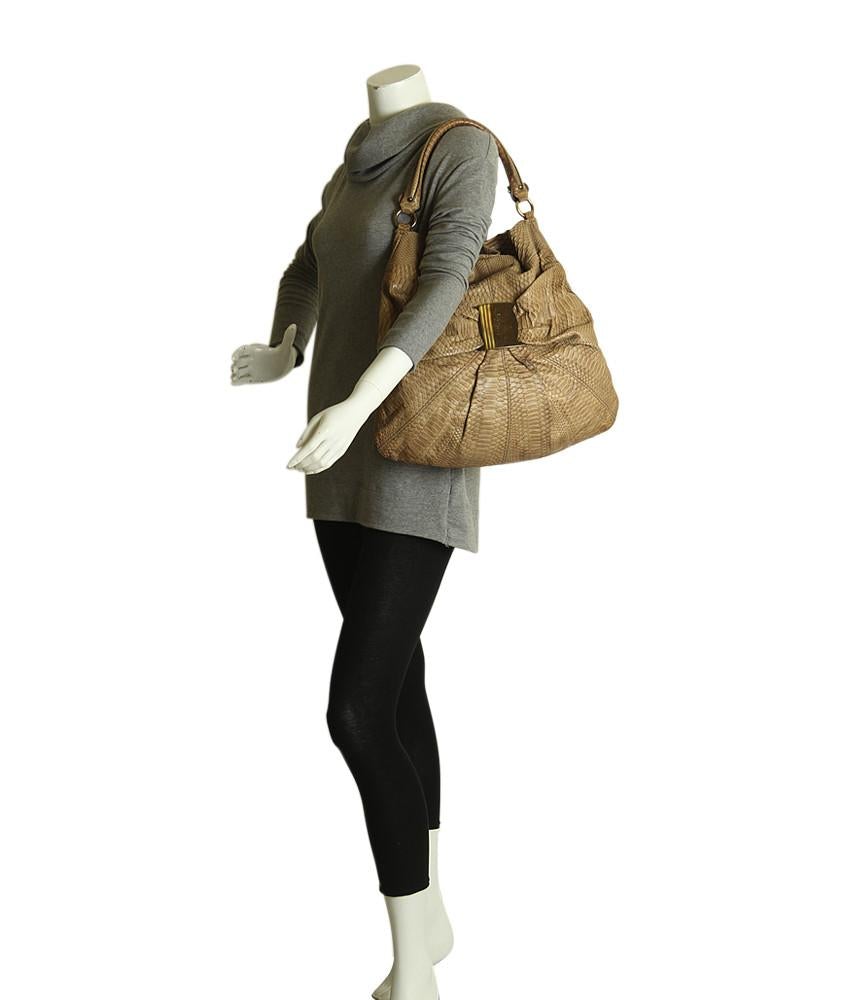 Salvatore Ferragamo Snakeskin Vara Tan Hobo Bag