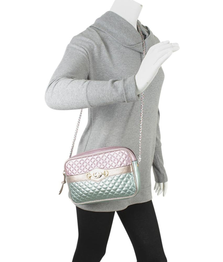 G*G 541061 Laminated Multi-Color Quilted Leather Shoulder Bag