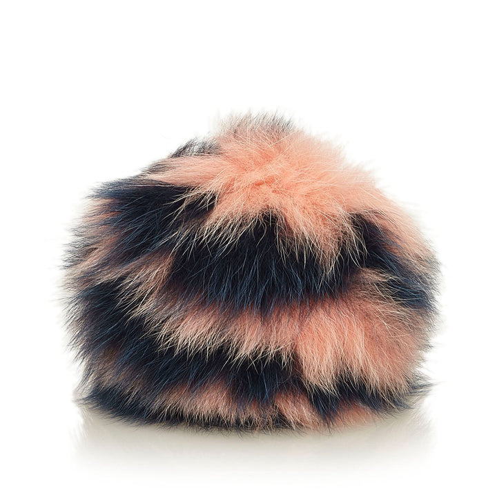 Pre-Loved Fendi Blue Navy Fur Natural Material Pom-Pom Bag Charm Italy