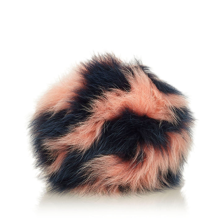 Pre-Loved Fendi Blue Navy Fur Natural Material Pom-Pom Bag Charm Italy