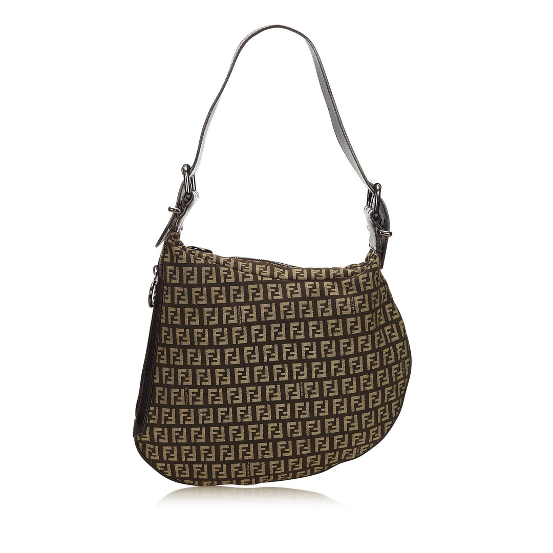 Pre-Loved Fendi Brown Canvas Fabric Zucchino Shoulder Bag Italy