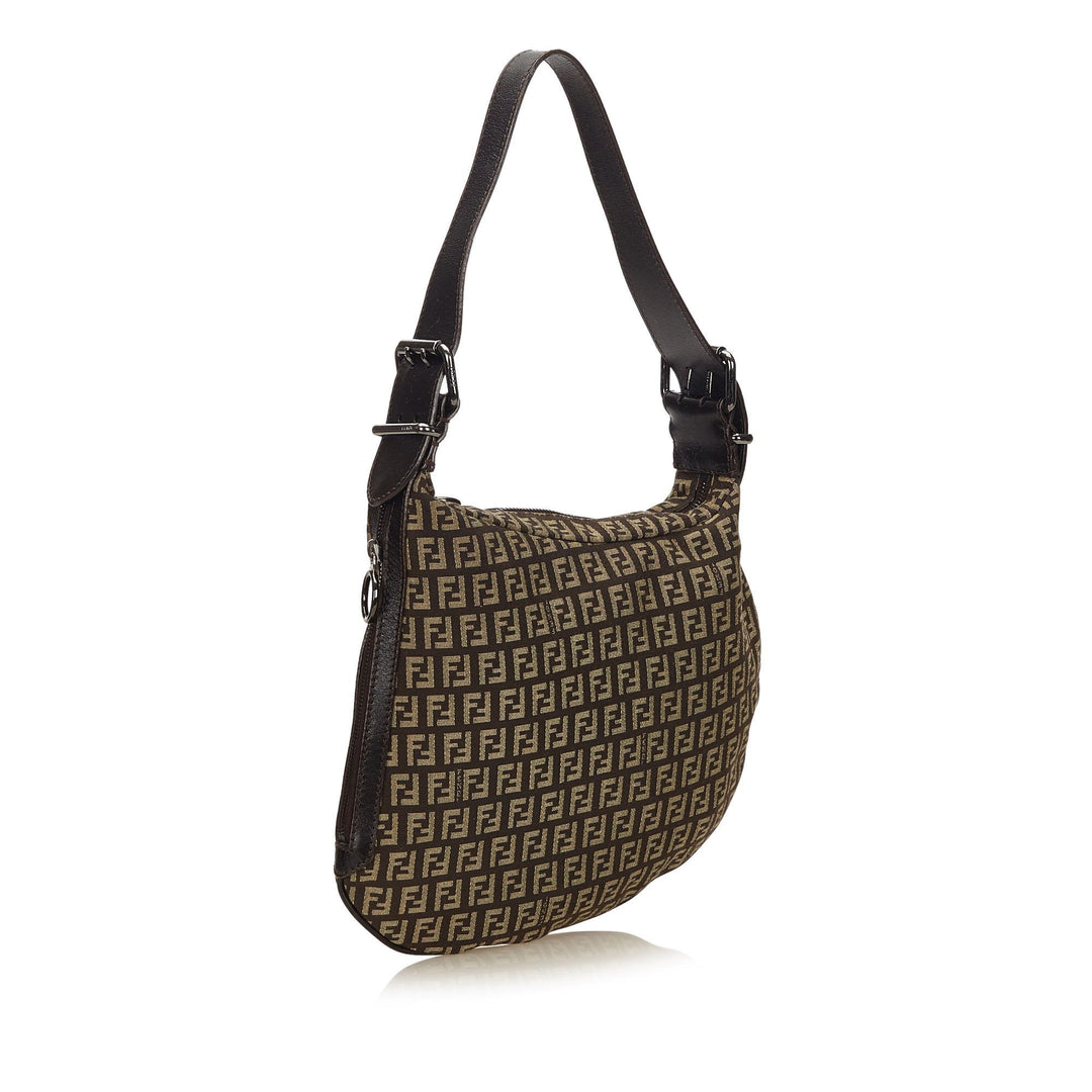Pre-Loved Fendi Brown Canvas Fabric Zucchino Shoulder Bag Italy