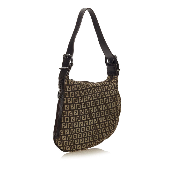 Pre-Loved Fendi Brown Canvas Fabric Zucchino Shoulder Bag Italy