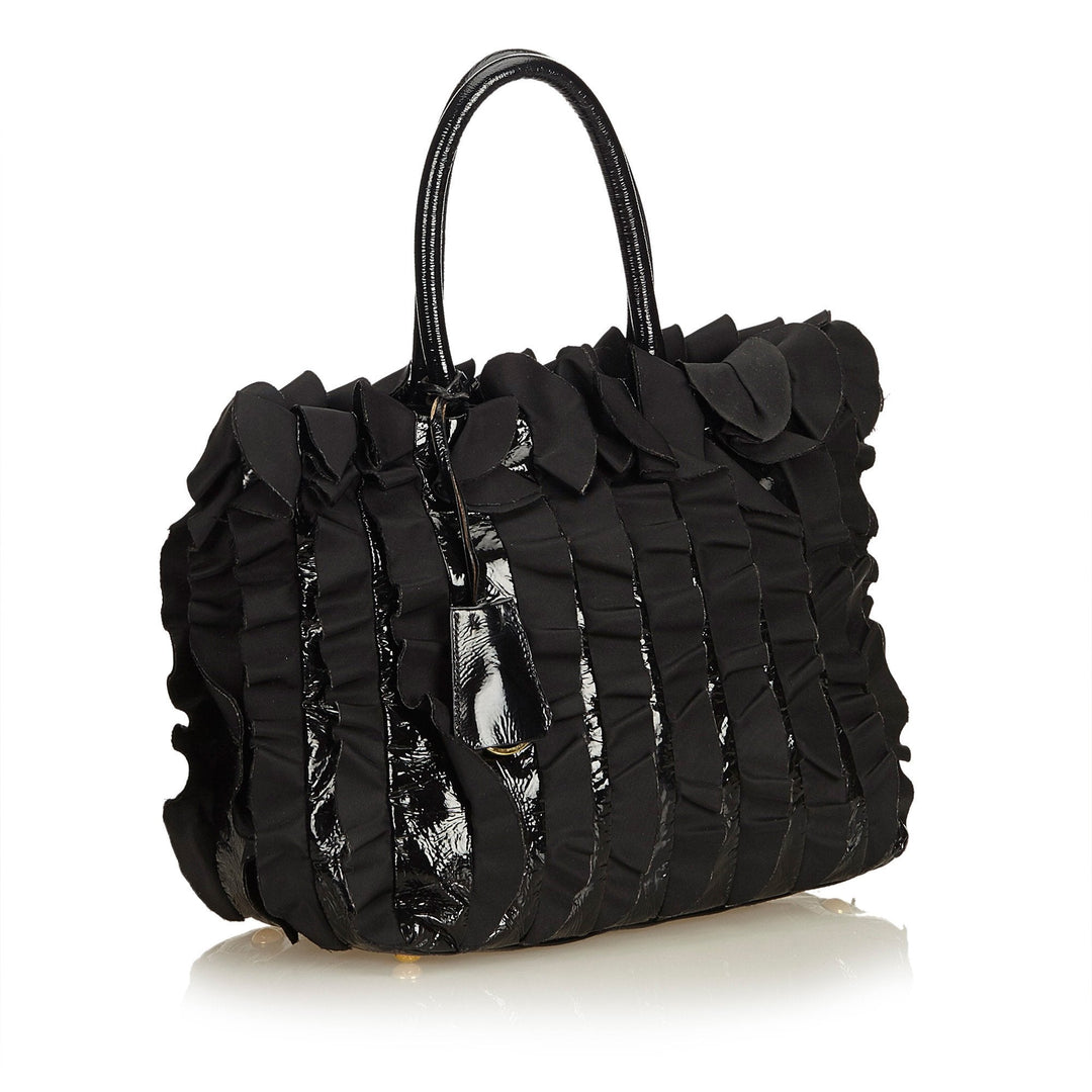 Pre-Loved Prada Black Nylon Fabric Gathered Tote Bag Italy